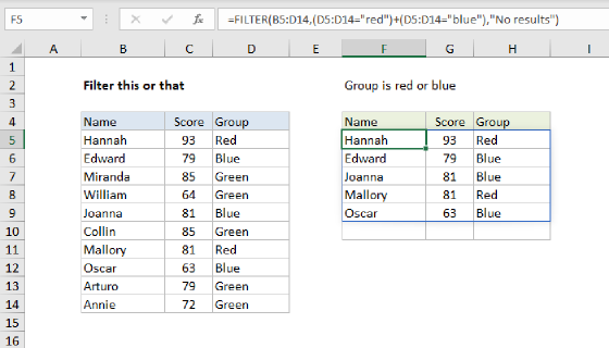 Excel Filter this or that