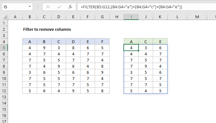 FILTER to remove columns - Excel formula | Exceljet