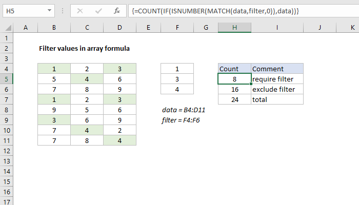 Filter values in array formula - Excel formula | Exceljet