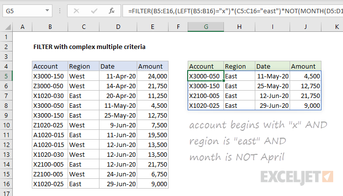 FILTER with complex multiple criteria