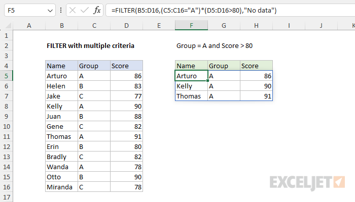 Filter with multiple criteria