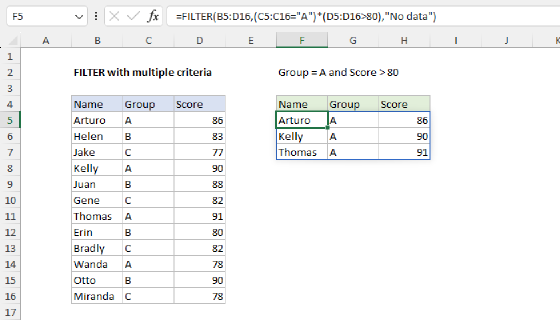 Excel Filter with multiple criteria