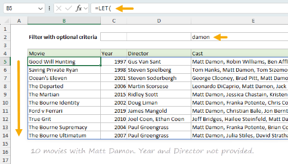 Excel FILTER with optional criteria