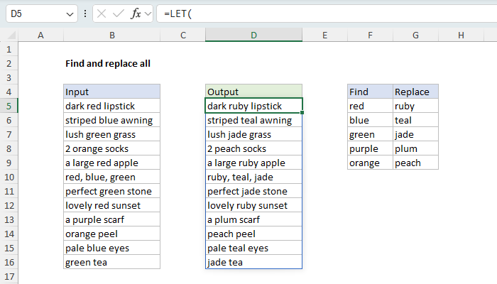 Find and replace multiple values