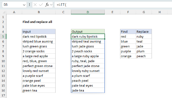 Excel Find and replace multiple values