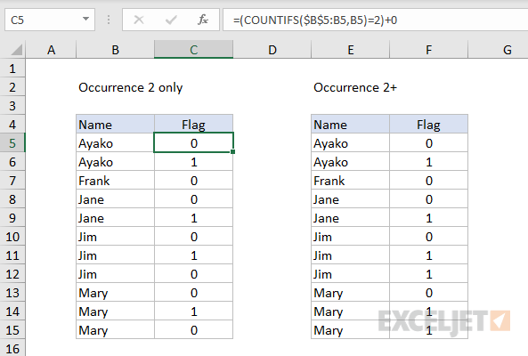 Flag duplicates simple formula