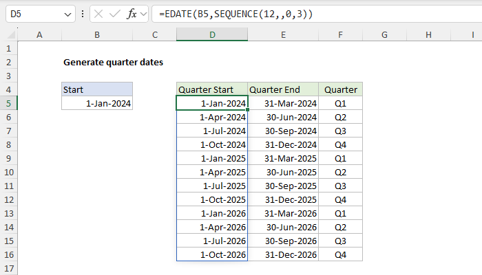 Generate quarter dates