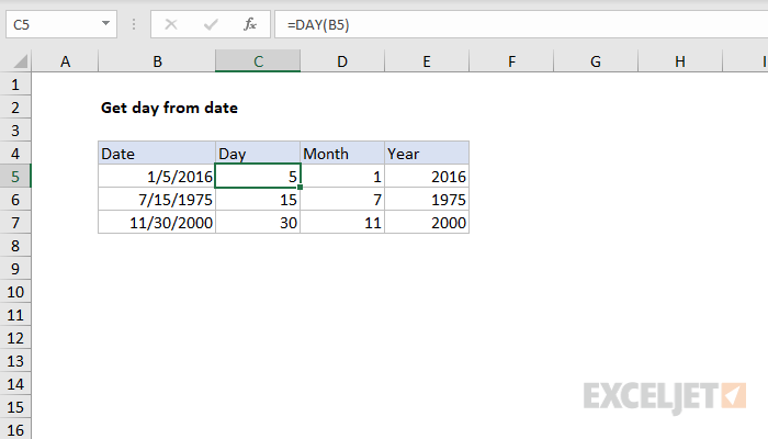 Get day from date
