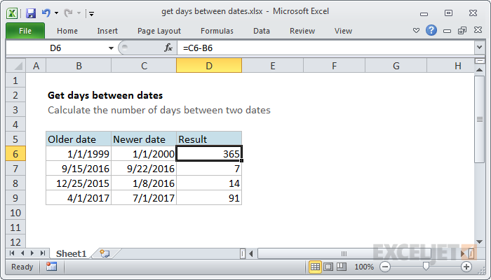 Get days between dates