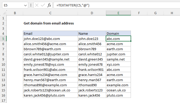 Get domain from email address