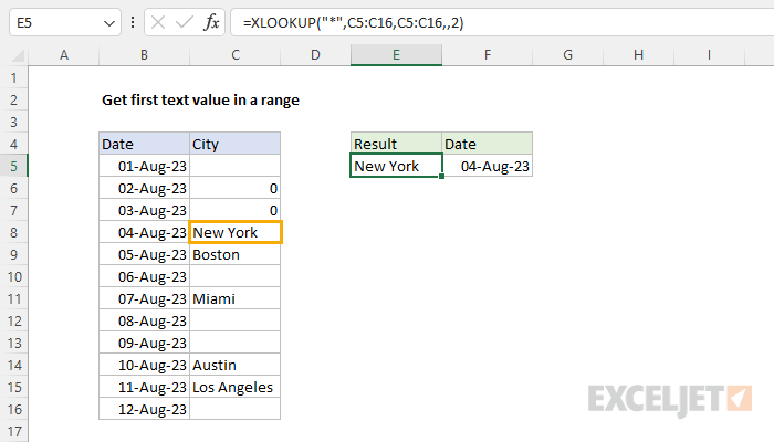 Get first text value in a range