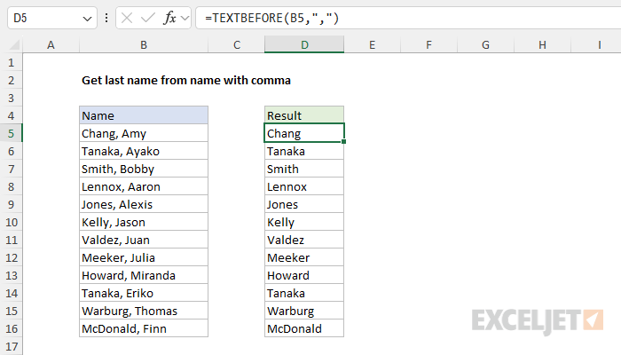 Get last name from name with comma