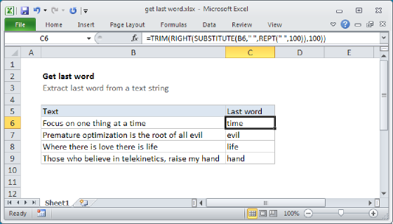 Excel Get last word