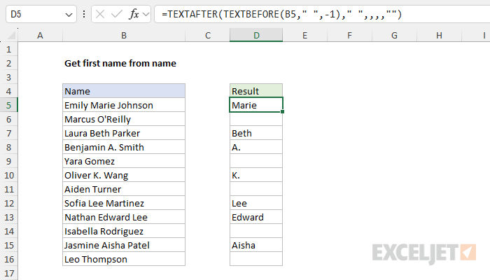 Get middle name from full name