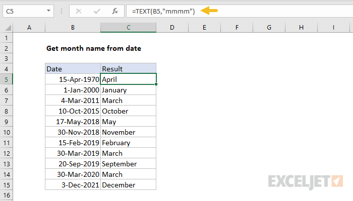 Get month name from date