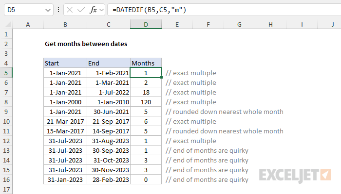 Get months between dates