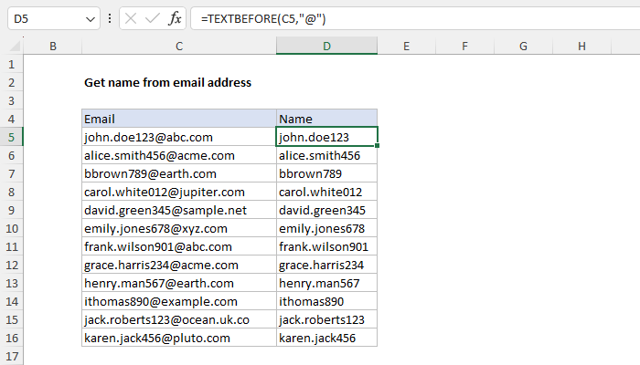 Get name from email address