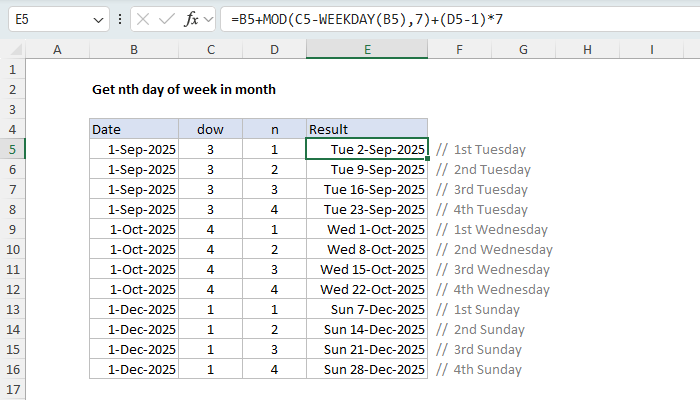 Get nth day of week in month