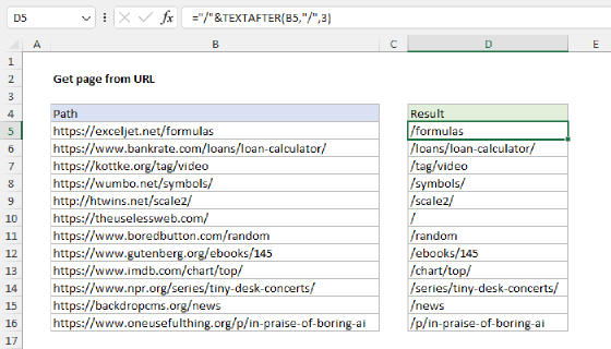 Excel Get page from URL