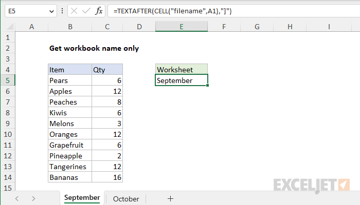 Get sheet name only