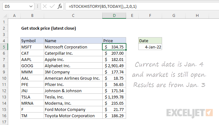 Get stock price (latest close)