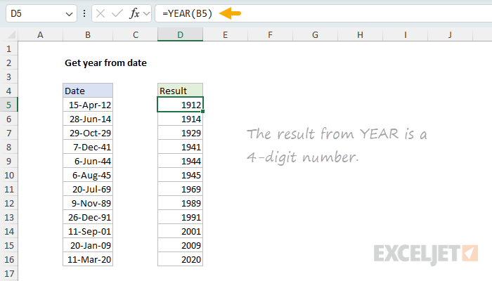 Get year from date