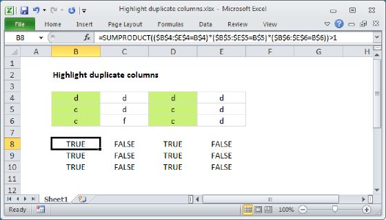 Highlight duplicate columns