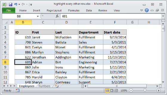 Excel Highlight every other row