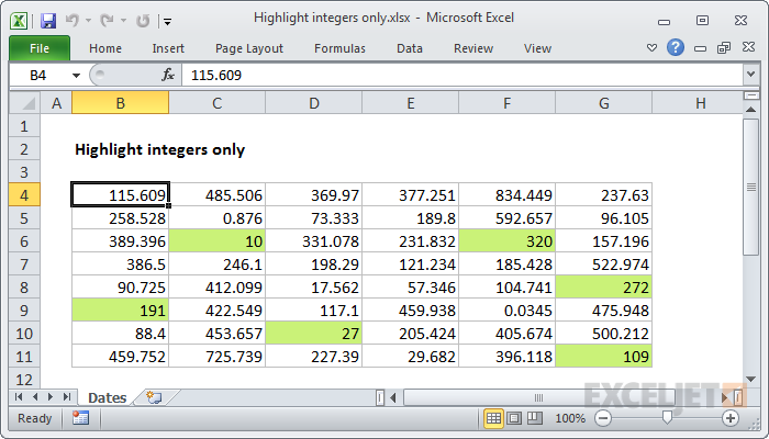 Highlight integers only