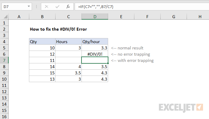 How to fix the #DIV/0! error