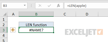 #NAME error text string entered without quotes