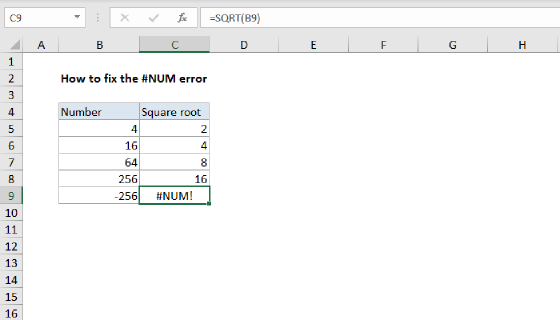 Excel How to fix the #NUM! error