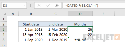 #NUM! error example - wrong function argument