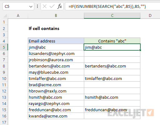 If cell contains "abc" return value