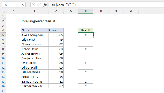 Excel If cell is greater than