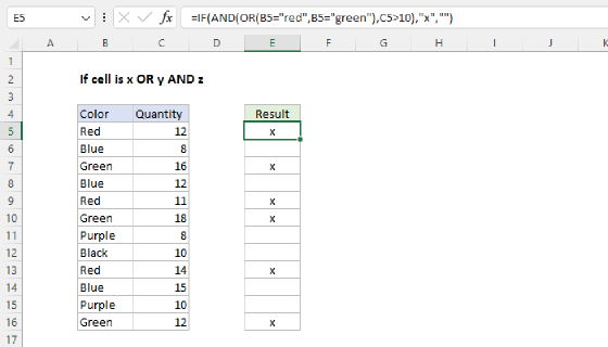 Excel If cell is x or y and z