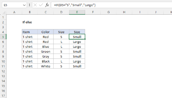 Excel If else
