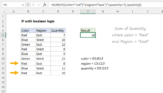 Excel IF with boolean logic