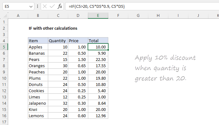 IF with other calculations - Excel formula | Exceljet