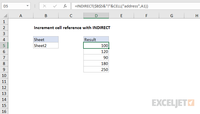 Increment cell reference with INDIRECT