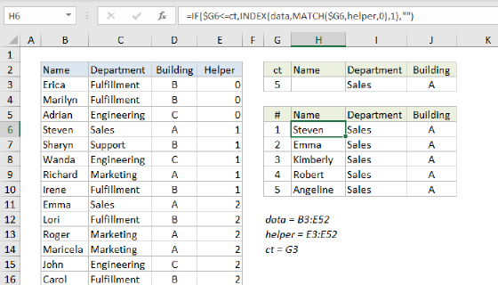 Excel INDEX and MATCH all matches