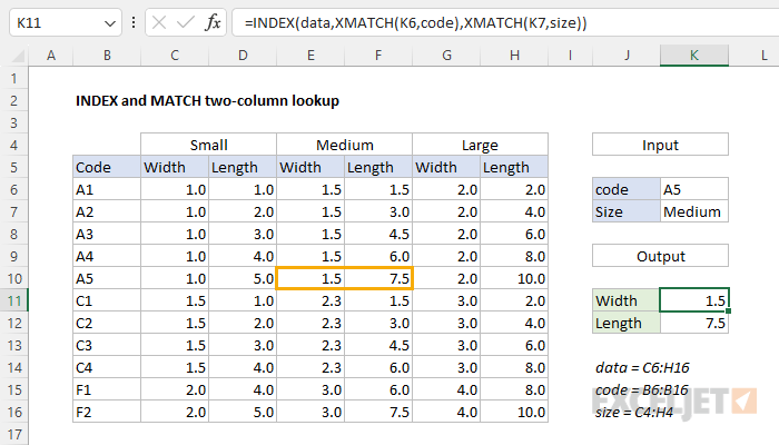 INDEX and MATCH two-column lookup