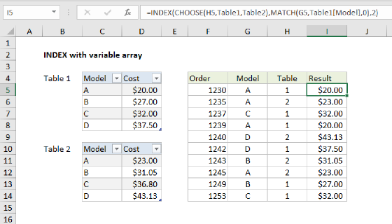 Excel INDEX with variable array