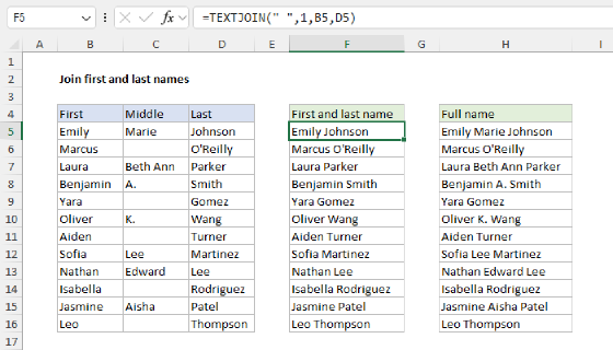 Excel Join first and last name