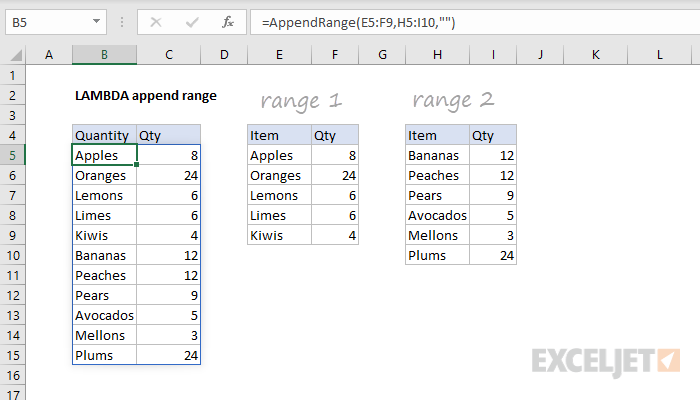 LAMBDA append range