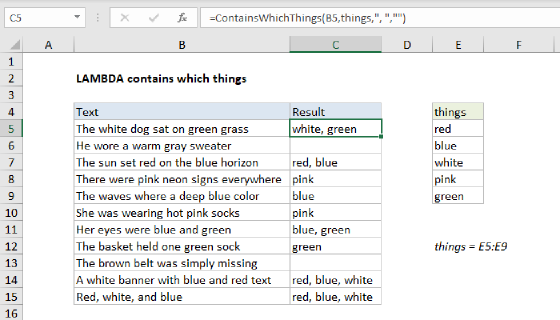 Excel LAMBDA contains which things