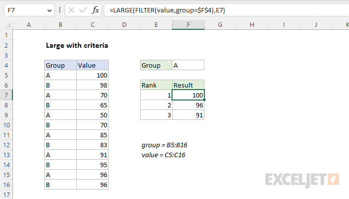 Large with criteria