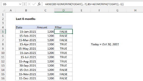 Excel Last n months