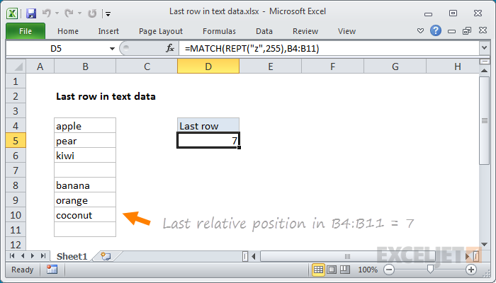 Last row in text data