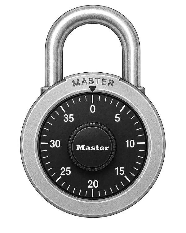 A classic rotary dial padlock